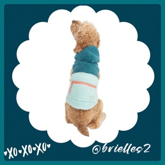 🐶 Meduim 🐶 New Justice Pet Polyester Sherpa Dog Hoodie, Turquoise - Picture 3 of 14